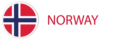 Norway flag in button with word of Norway.